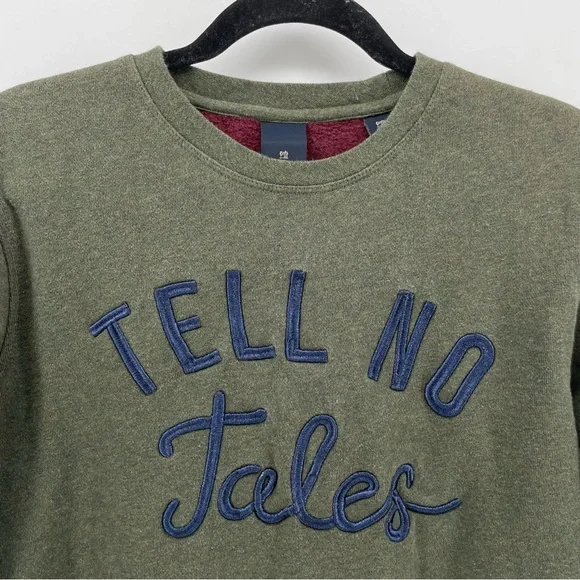 Scotch & Soda Crewneck Sweatshirt Olive “Tell No Tales” Cotton Blend S - Picture 2 of 7